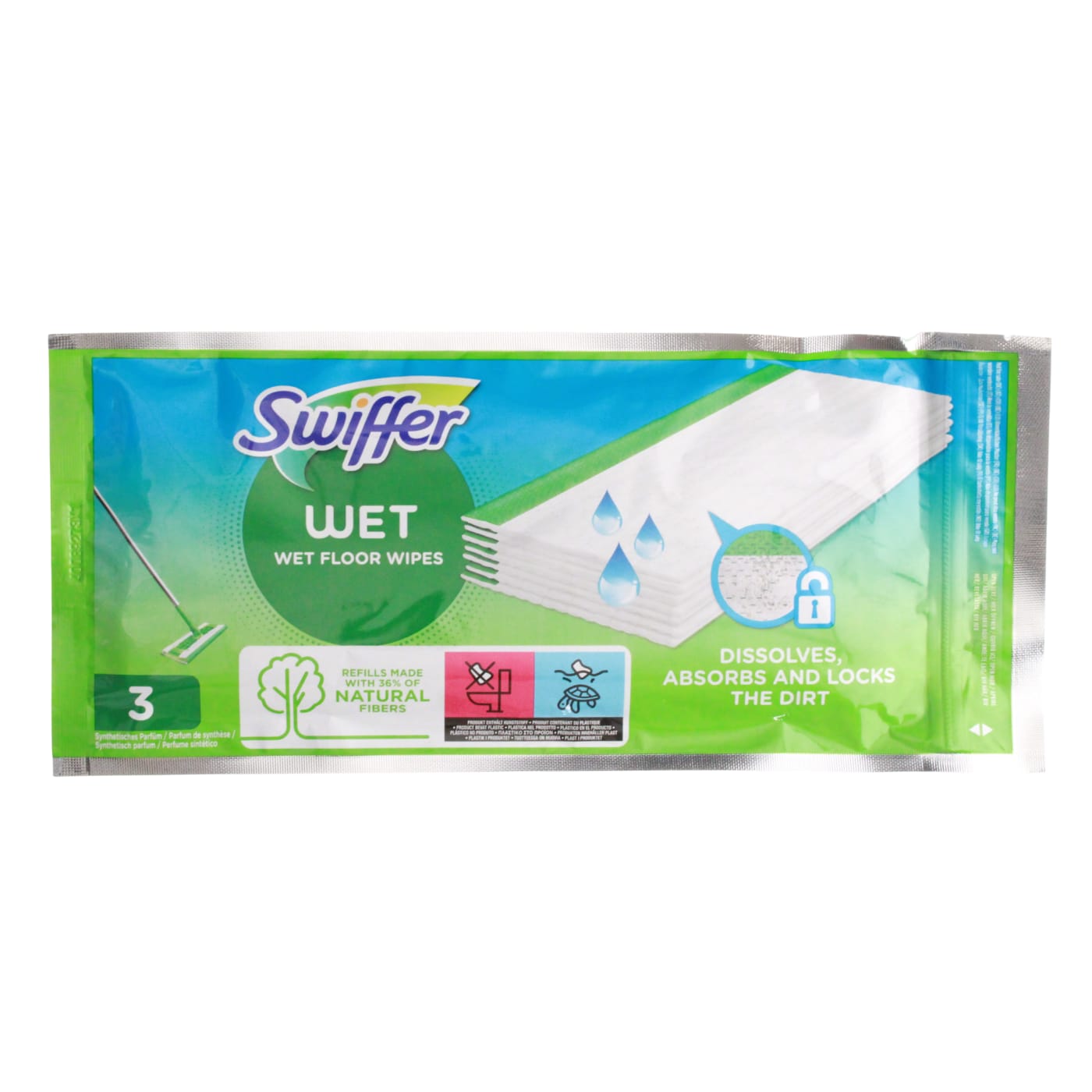 SWIFFER SWEEPER DRY & WET STARTER KIT (INCLUDES: SWEEPER, 6 DRY WIPES & 3 WET WIPES)