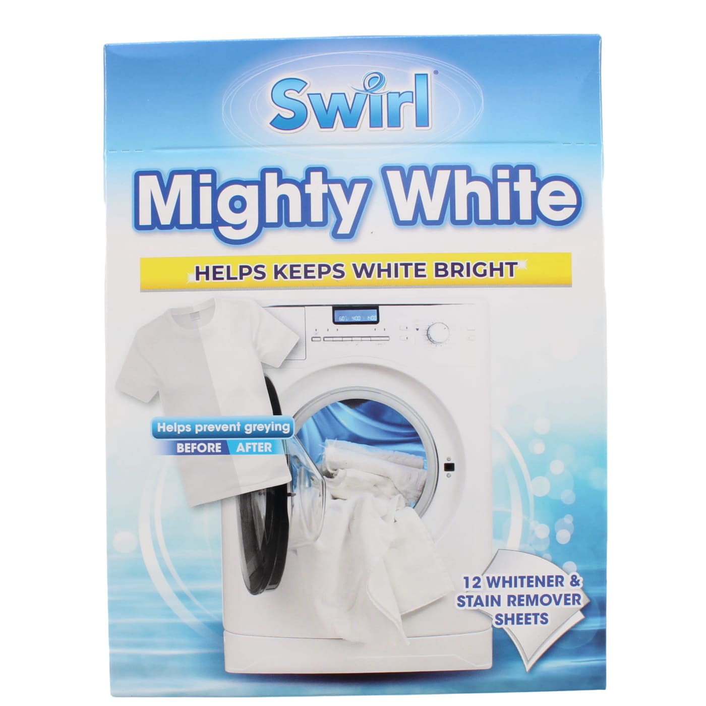 SWIRL MIGHTY WHITE WHITENER & STAIN REMOVER SHEETS 12 PACK