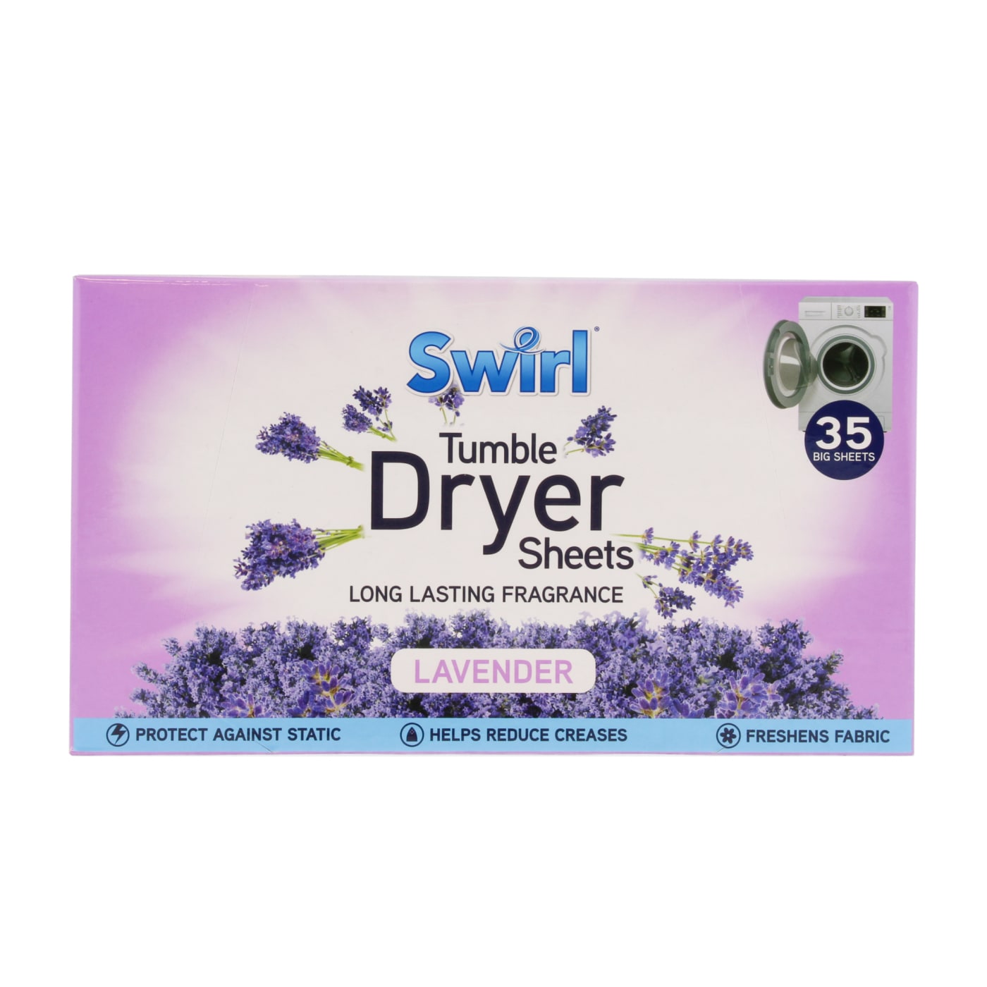 SWIRL TUMBLE DRYER SHEETS LAVENDER 35 PACK