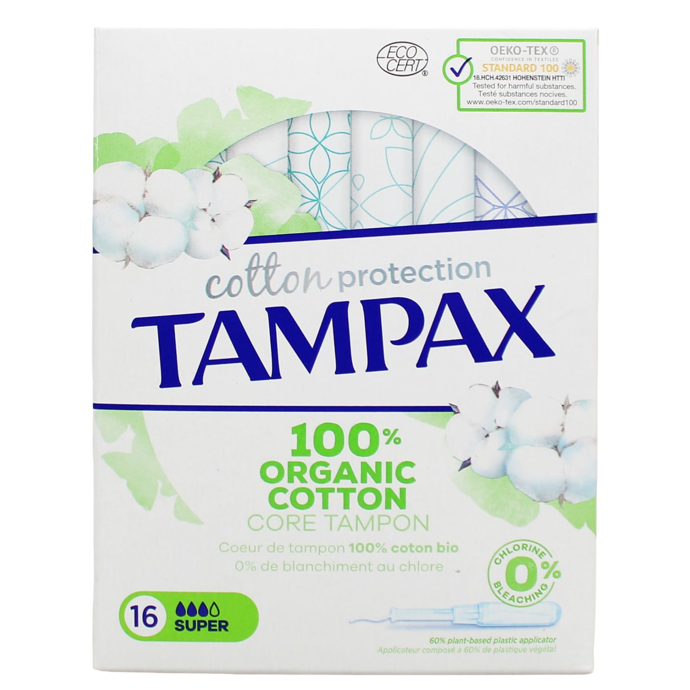 TAMPAX COTTON PROTECTION SUPER ORGANIC TAMPONS 16'S (0% VAT)