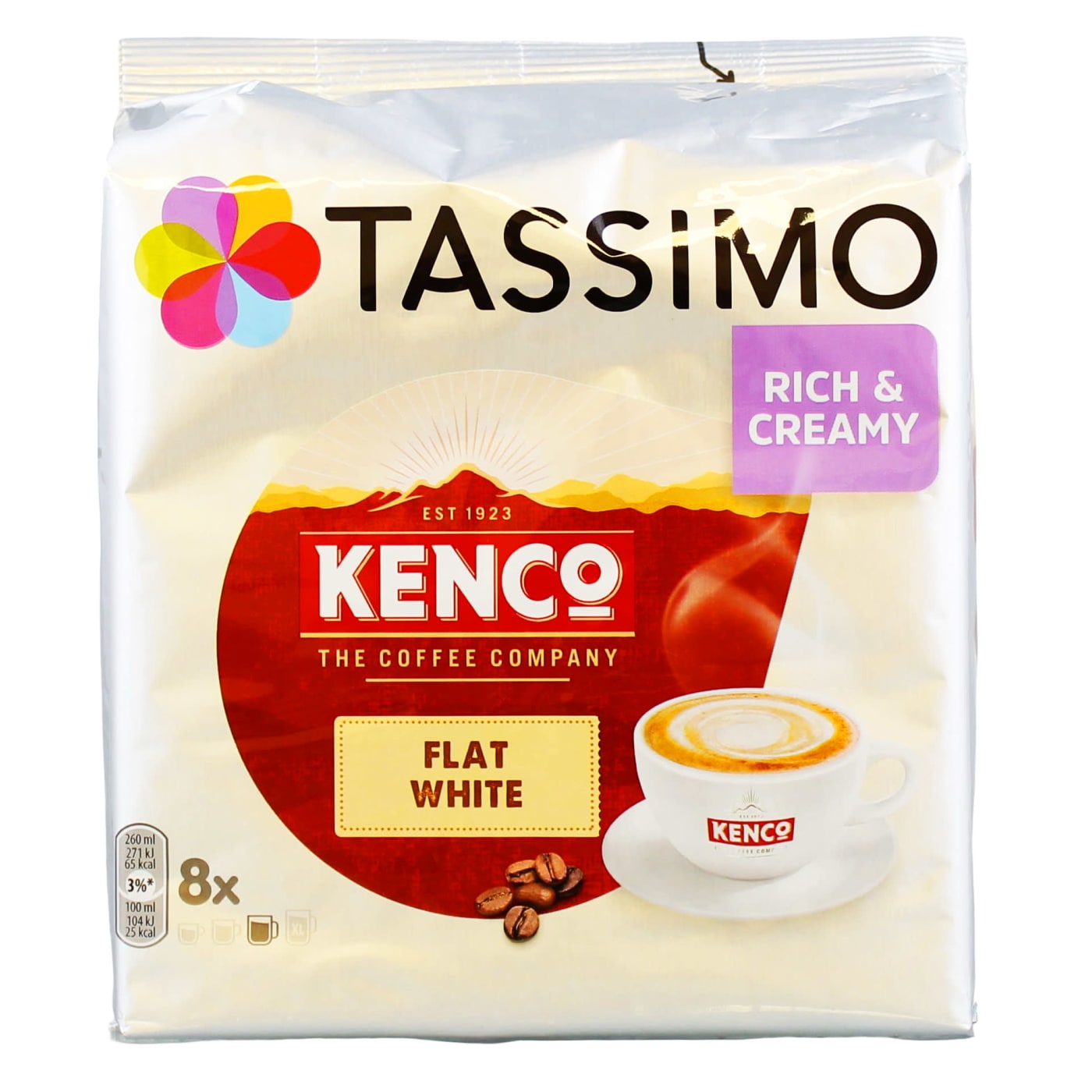 TASSIMO KENCO FLAT WHITE COFFEE PODS 8'S