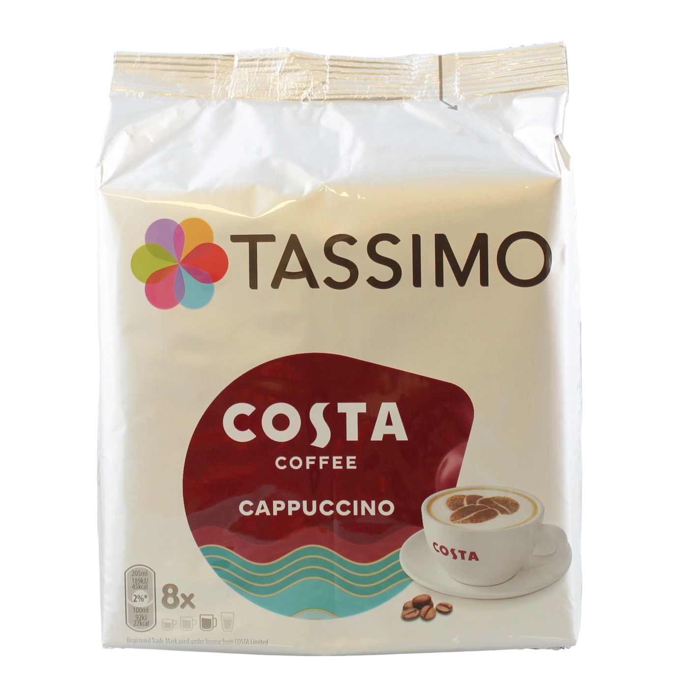 TASSIMO COSTA CAPPUCCINO COFFEE PODS 8'S