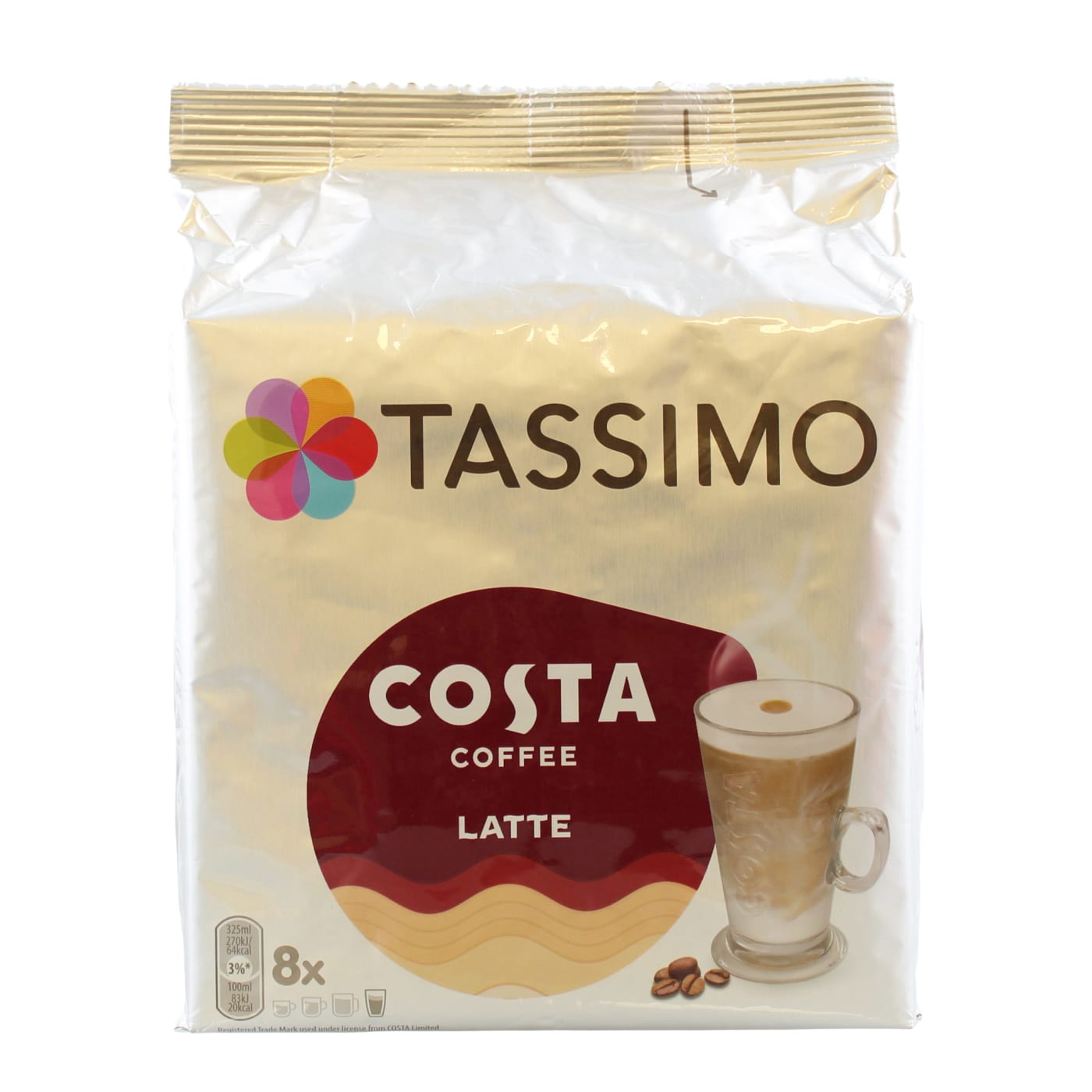 TASSIMO COSTA LATTE COFFEE PODS 8'S