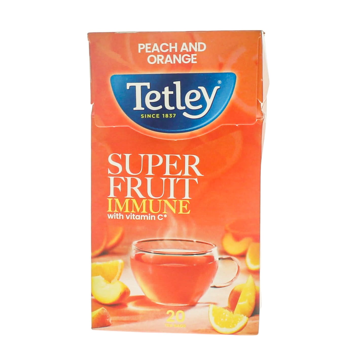 TETLEY SUPER FRUIT IMMUNE TEA BAGS PEACH & ORANGE 20'S (0% VAT)