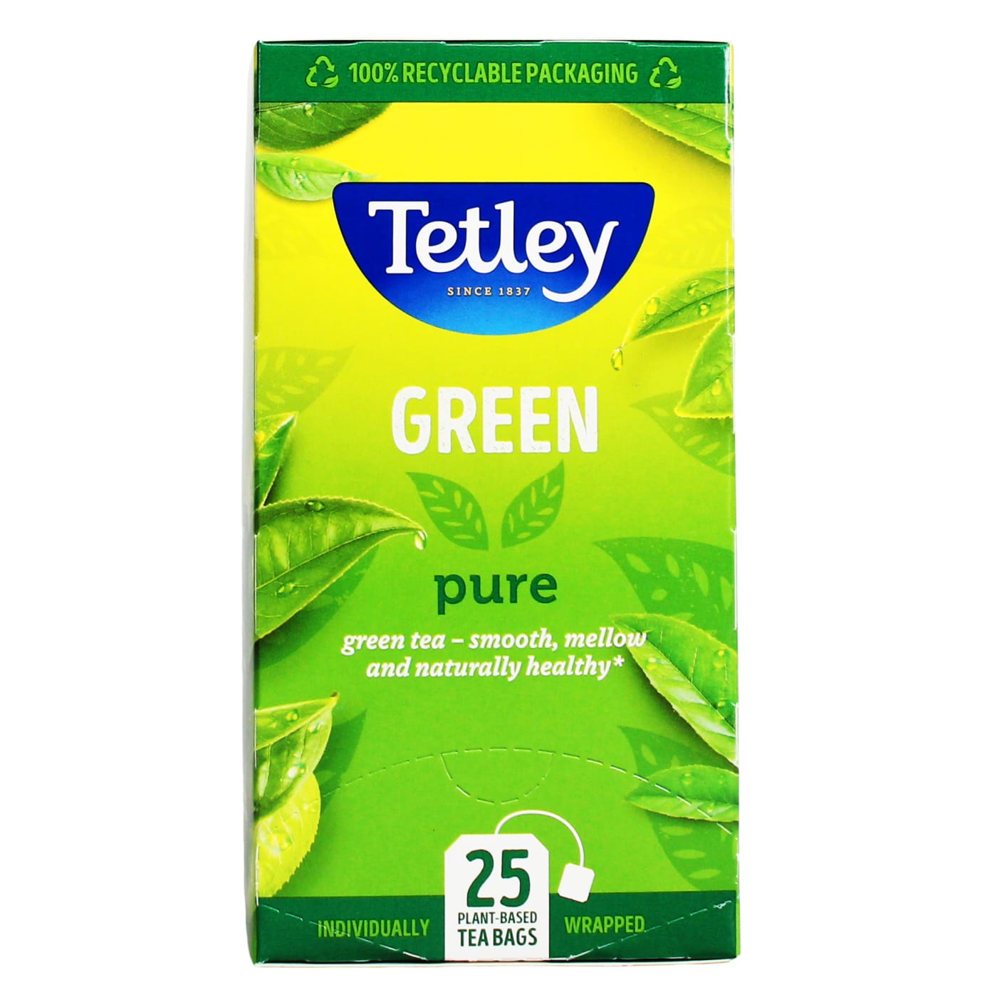 TETLEY PURE GREEN TEA BAGS ENVELOPES 25'S