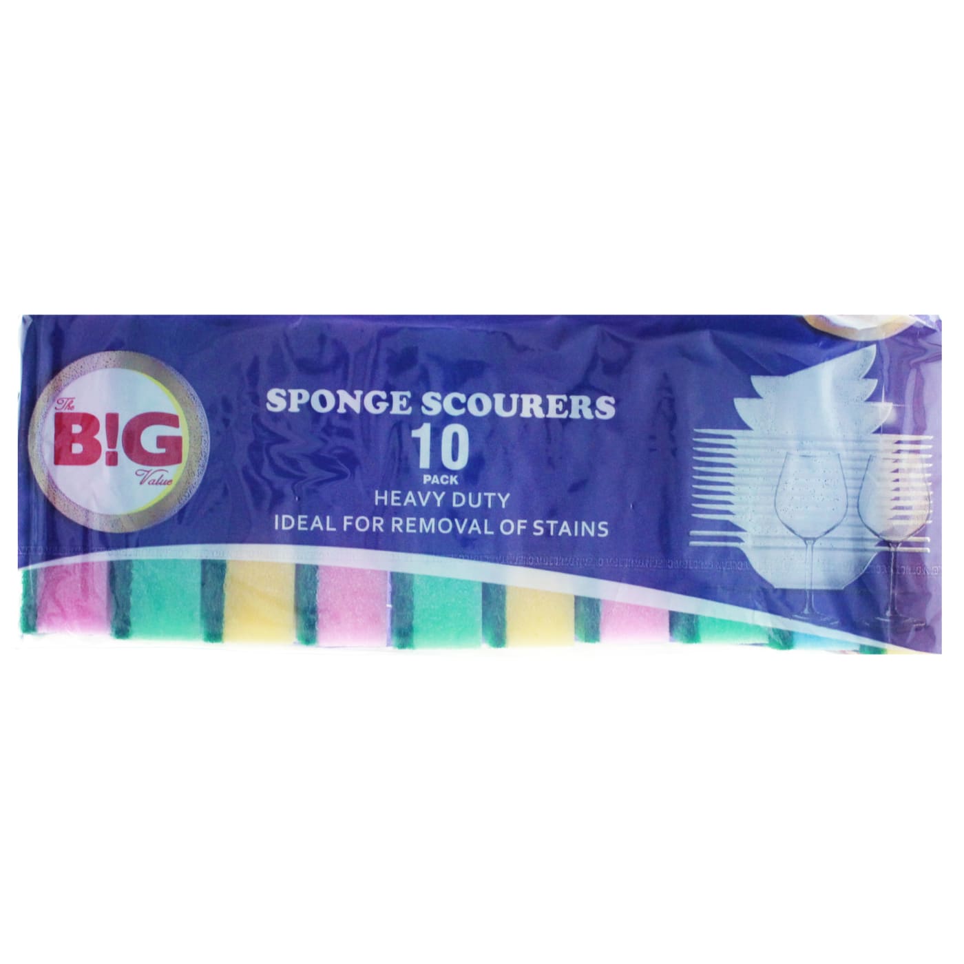 THE B!G VALUE RAINBOW SPONGE SCOURERS 10 PACK