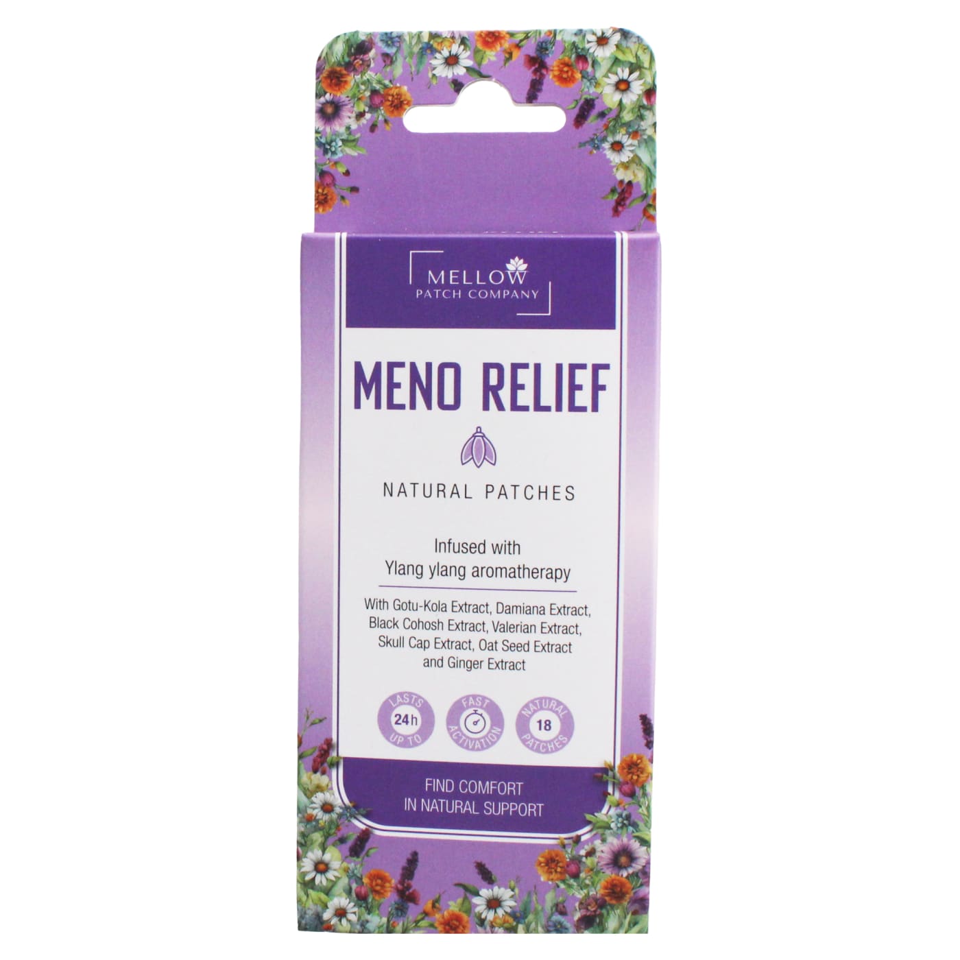 THE MELLOW PATCH COMPANY NATURAL TOPICAL PATCHES MENO RELIEF 18'S