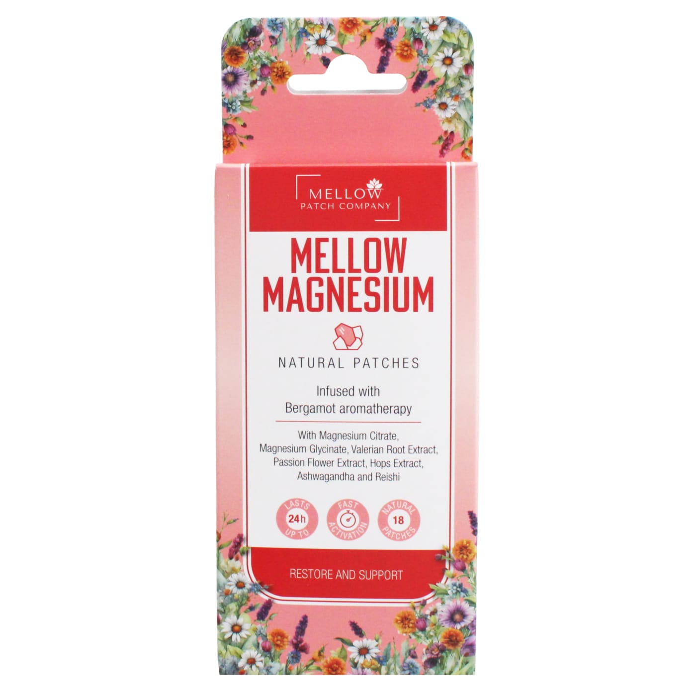 THE MELLOW PATCH COMPANY NATURAL TOPICAL PATCHES MELLOW MAGNESIUM 18'S