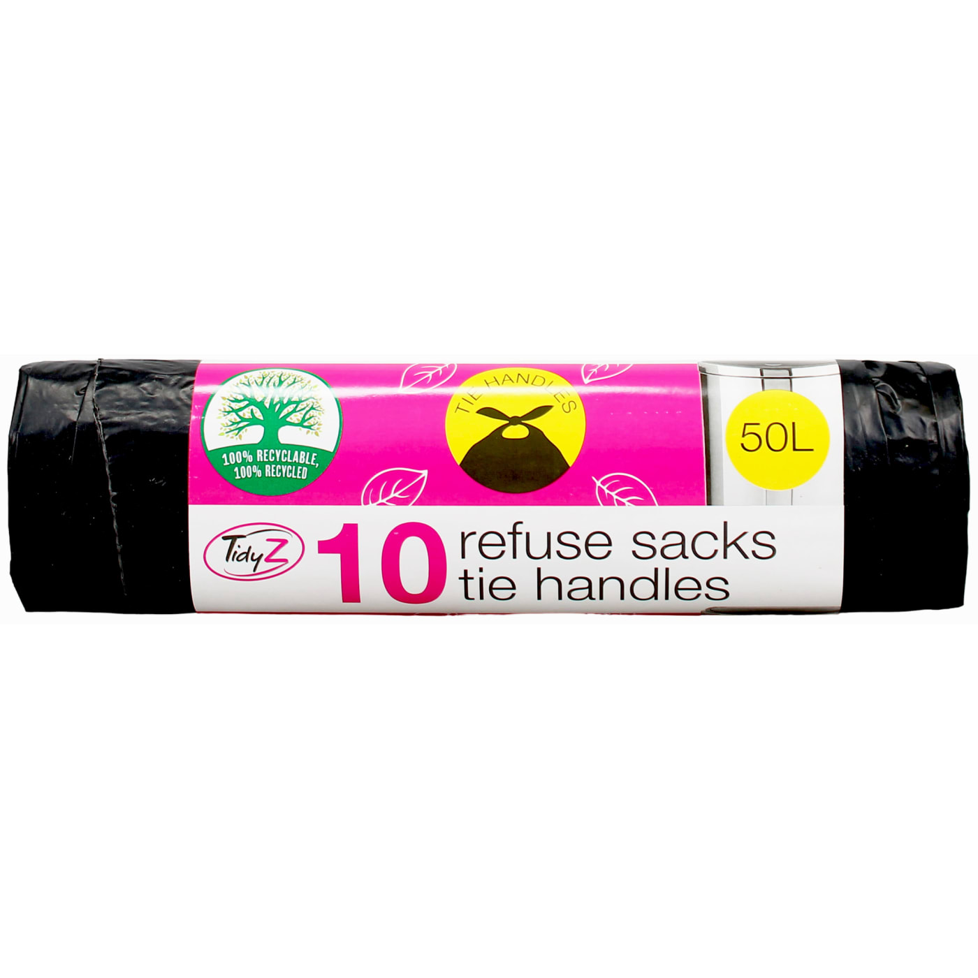 TIDYZ 50L REFUSE SACKS WITH TIE HANDLES 10'S