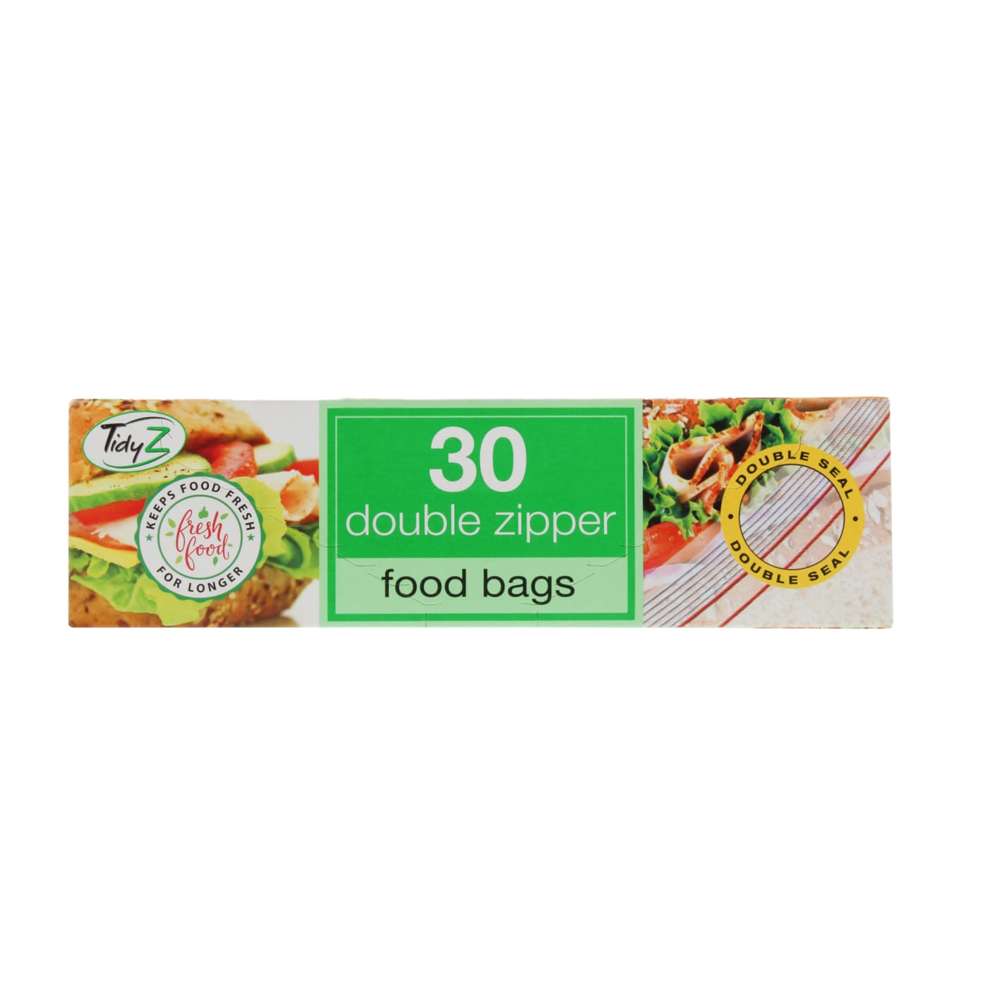TIDYZ RESEALABLE FOOD BAGS DOUBLE ZIPPER 30'S