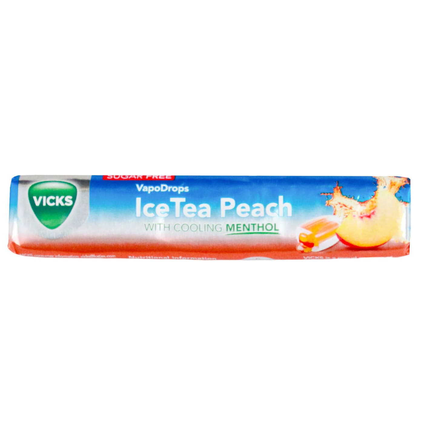 VICKS 42G TRIPLE ACTION THROAT SWEETS ICE TEA PEACH