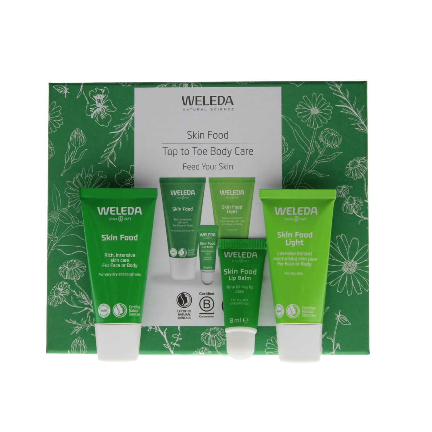 WELEDA SKIN FOOD TOP TO TOE BODY CARE GIFT SET 3PC ORIGINAL CREAM, 30ML LIGHT CREAM, 8ML LIP BALM) (30ML