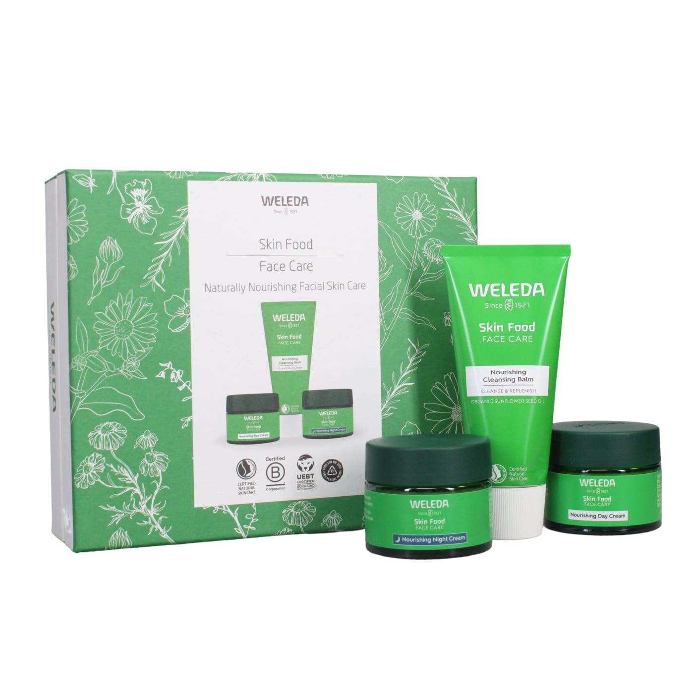 WELEDA SKIN FOOD FACE GIFT SET 3PC DAY CREAM, 40ML NIGHT CREAM & 75ML CLEANSING BALM) (40ML