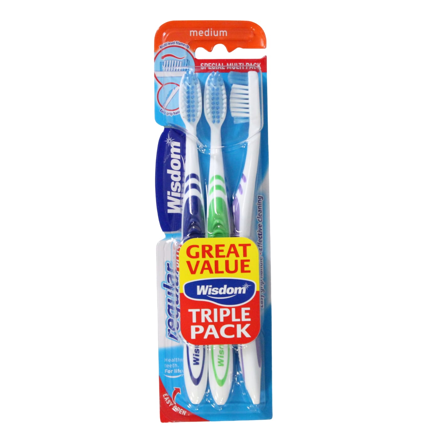 WISDOM TOOTHBRUSH REGULAR MEDIUM 3 PACK