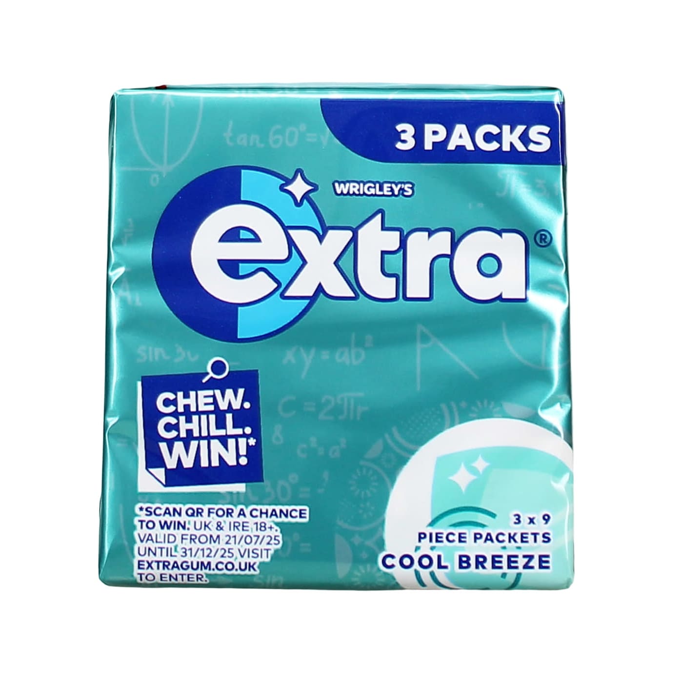 WRIGLEY'S EXTRA CHEWING GUM COOL BREEZE 9'S 3 PACK