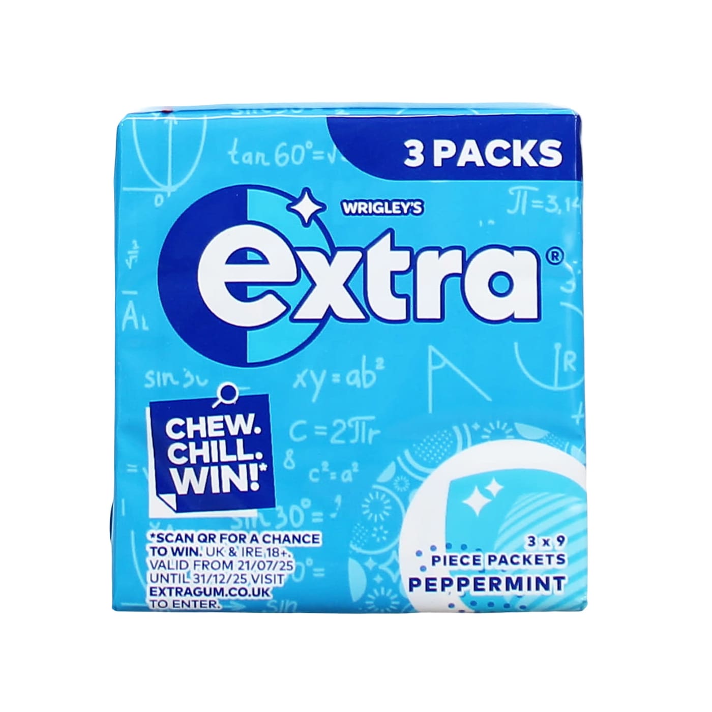 WRIGLEY'S EXTRA CHEWING GUM PEPPERMINT 9'S 3 PACK
