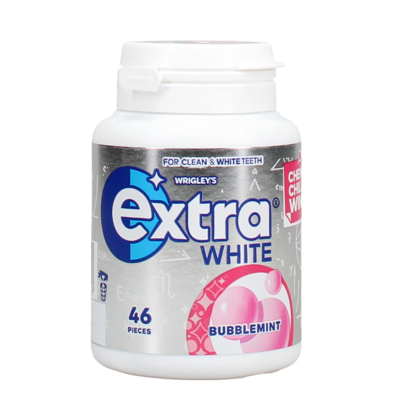 WRIGLEY'S EXTRA 64G CHEWING GUM BOTTLE WHITE BUBBLEMINT 46'S PROMO PACK
