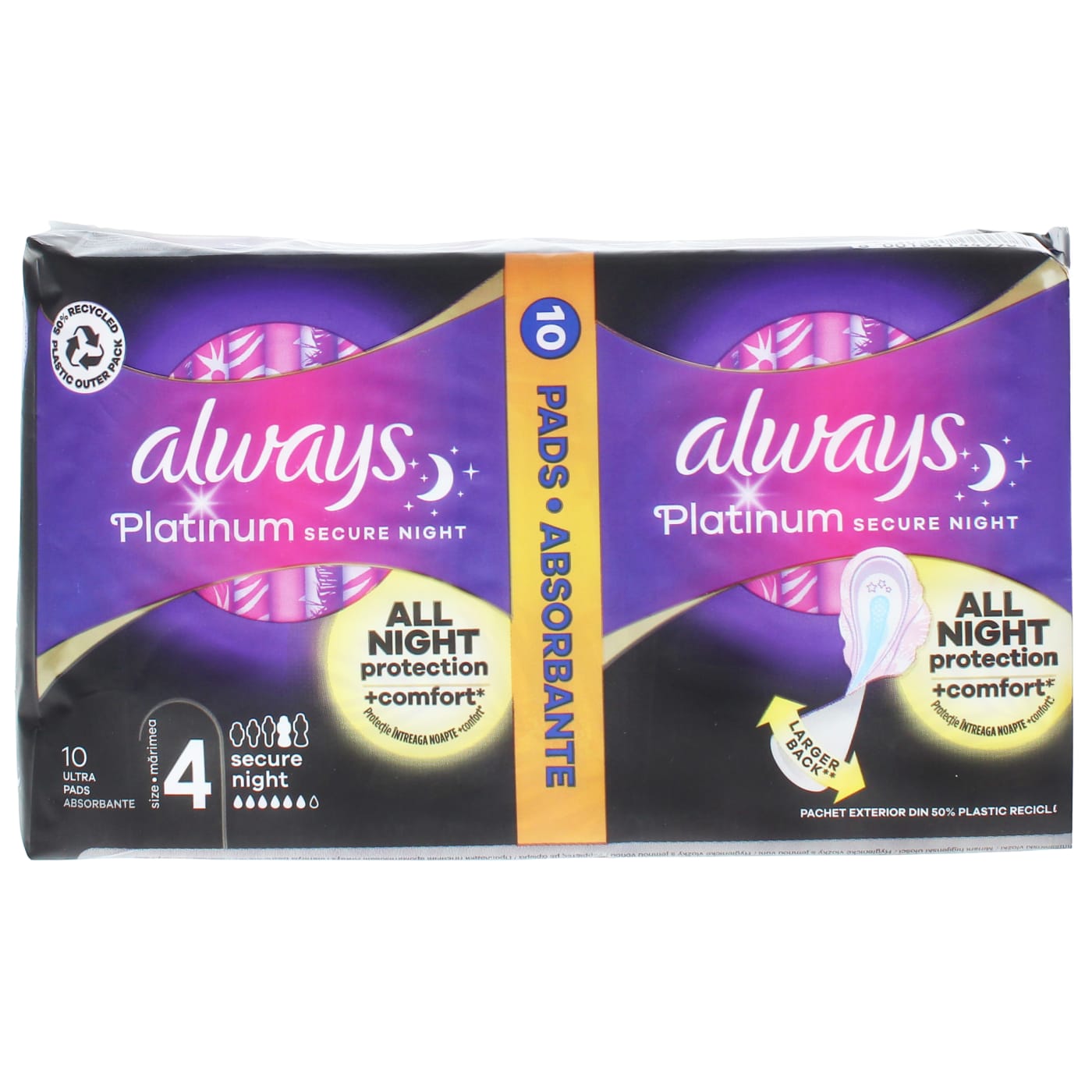 ALWAYS PLATINUM SECURE NIGHT WITH WINGS 10'S
