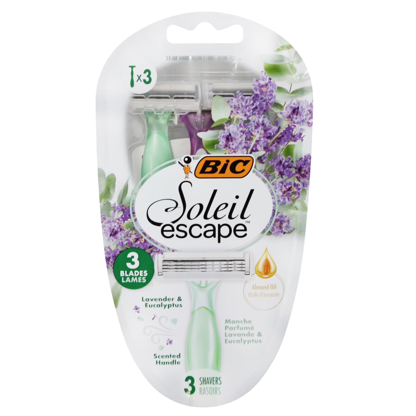 BIC LADIES DISPOSABLE RAZOR SOLEIL ESCAPE LAVENDER 3'S