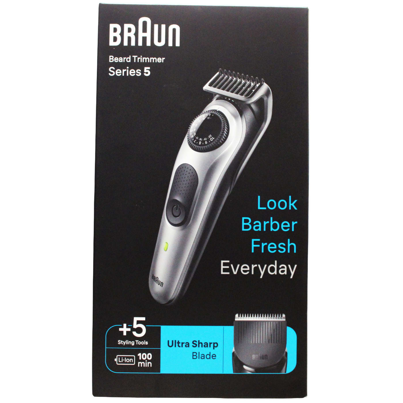 BRAUN BEARD TRIMMER SERIES 5 BT5440  (5X HEADS, 1X RAZOR 1UP, 1X CHARG STAND) (UK PLUG)