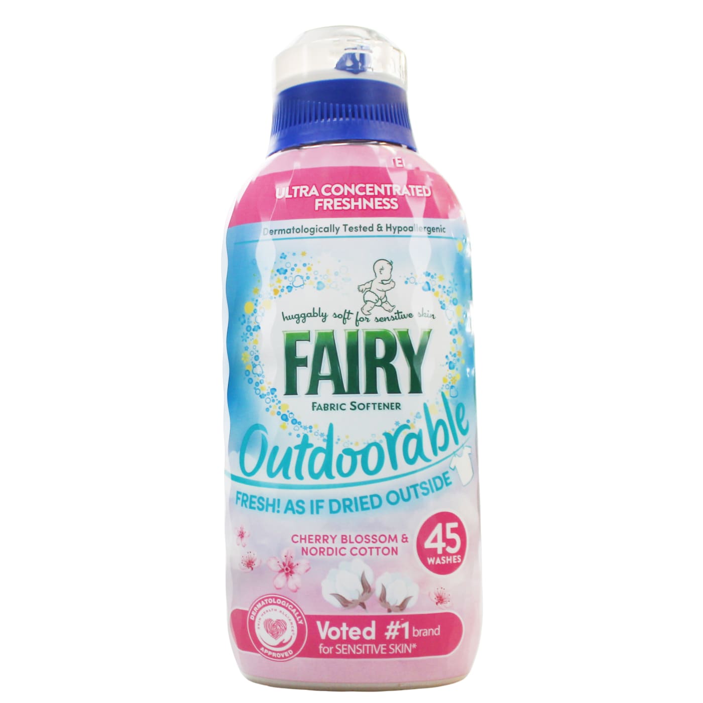 FAIRY OUTDOORABLE FABRIC SOFTENER CHERRY & COTTON 45 WASH 630ML