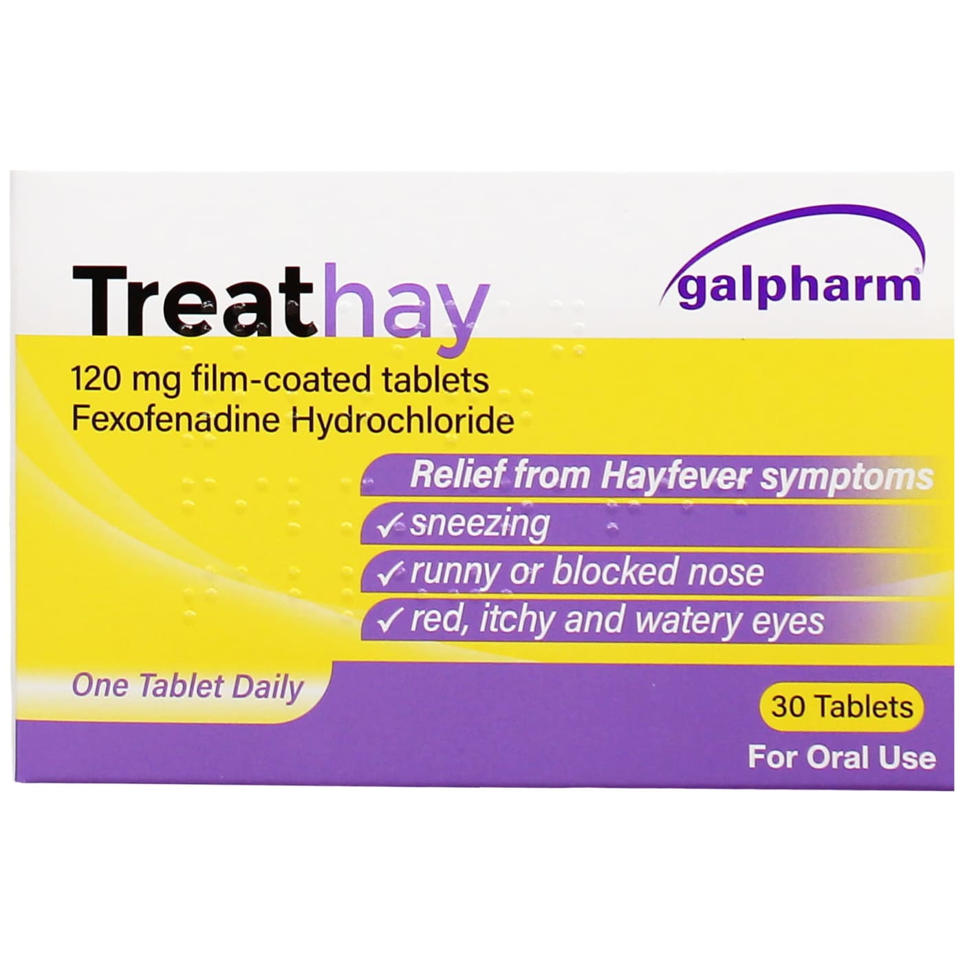 GALPHARM TREATHAY FEXOFENADINE HAYFEVER & ALLERGY RELIEF 30'S