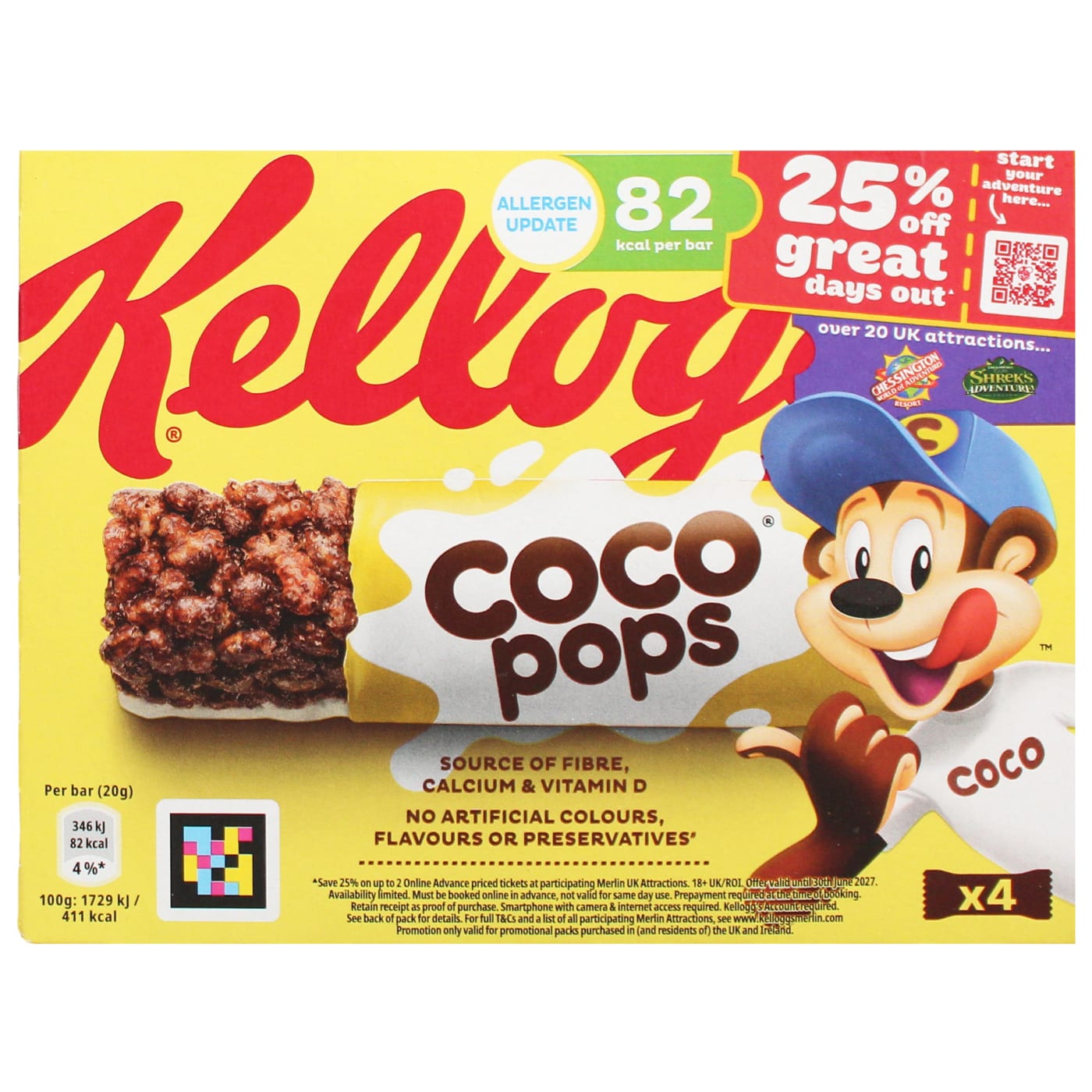 KELLOGGS COCO POPS 4X20G CEREAL BAR