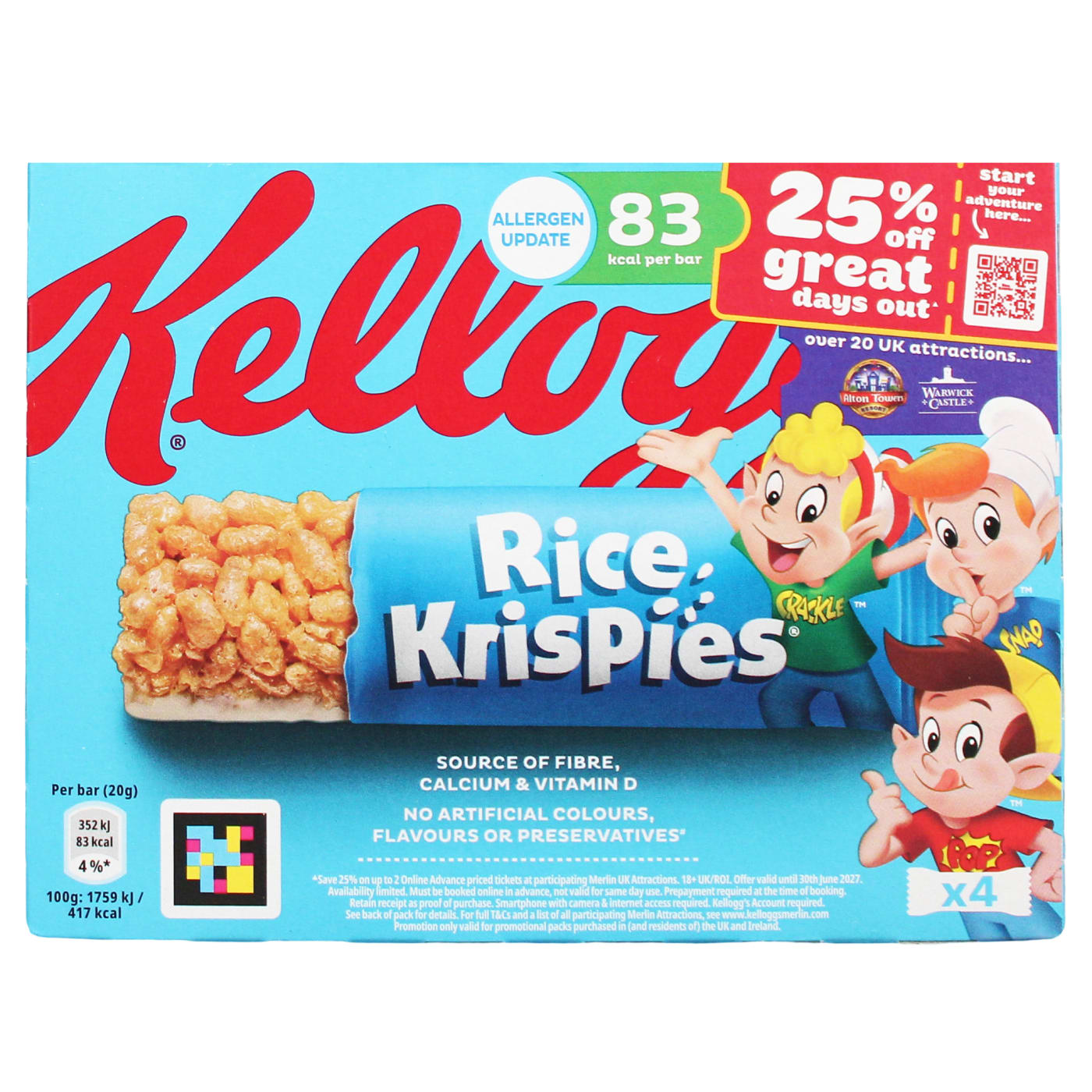 KELLOGGS RICE KRISPIES 4X20G CEREAL BAR