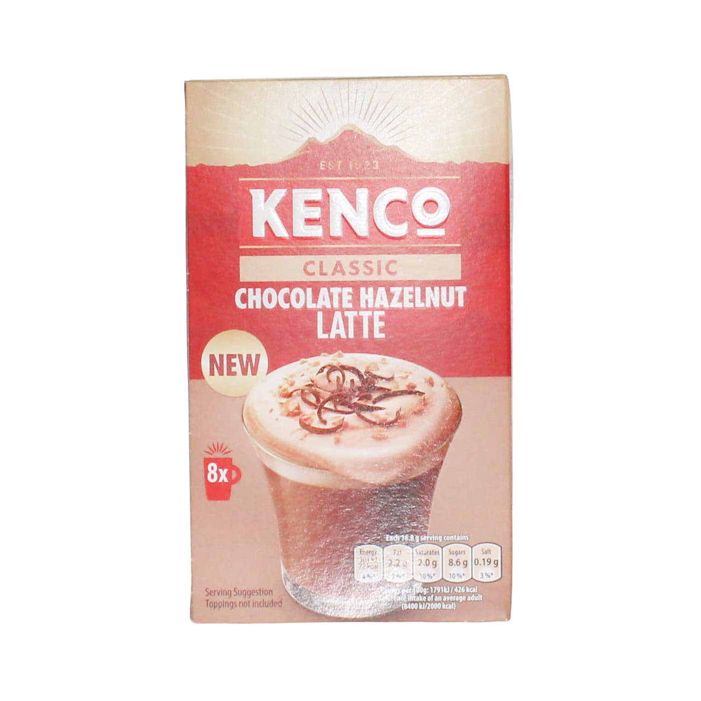 KENCO 8X16.8G INSTANT COFFEE SACHETS CHOCOLATE HAZELNUT