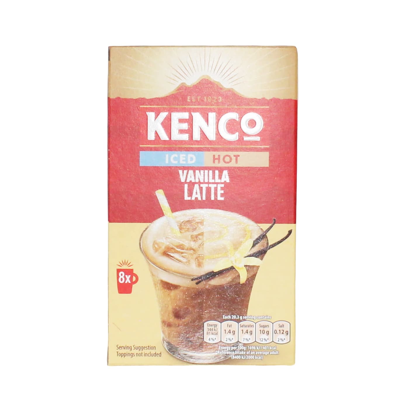 KENCO 8X20.3G ICED/HOT COFFEE SACHETS VANILLA LATTE