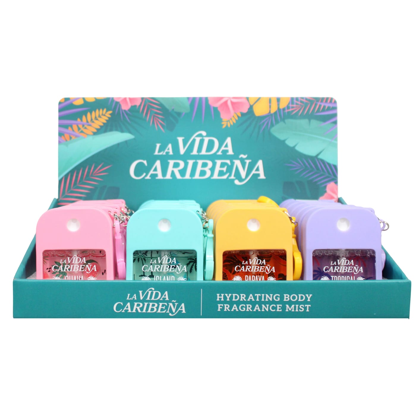 LA VIDA CARIBENA BODY MISTS MIXED CASE 4'S 35ML (GUAVA GLOW, PAPAYA SUNSET, ISLAND VIBES, TROPICAL NIGHTS)