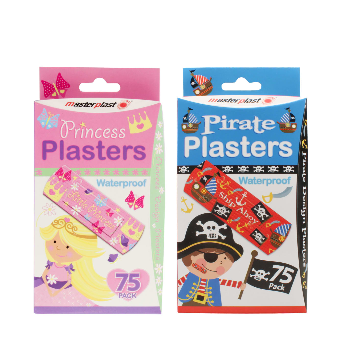 MASTERPLAST PIRATE AND PRINCESS ASSORTED WATERPROOF PLASTERS 75 PACK