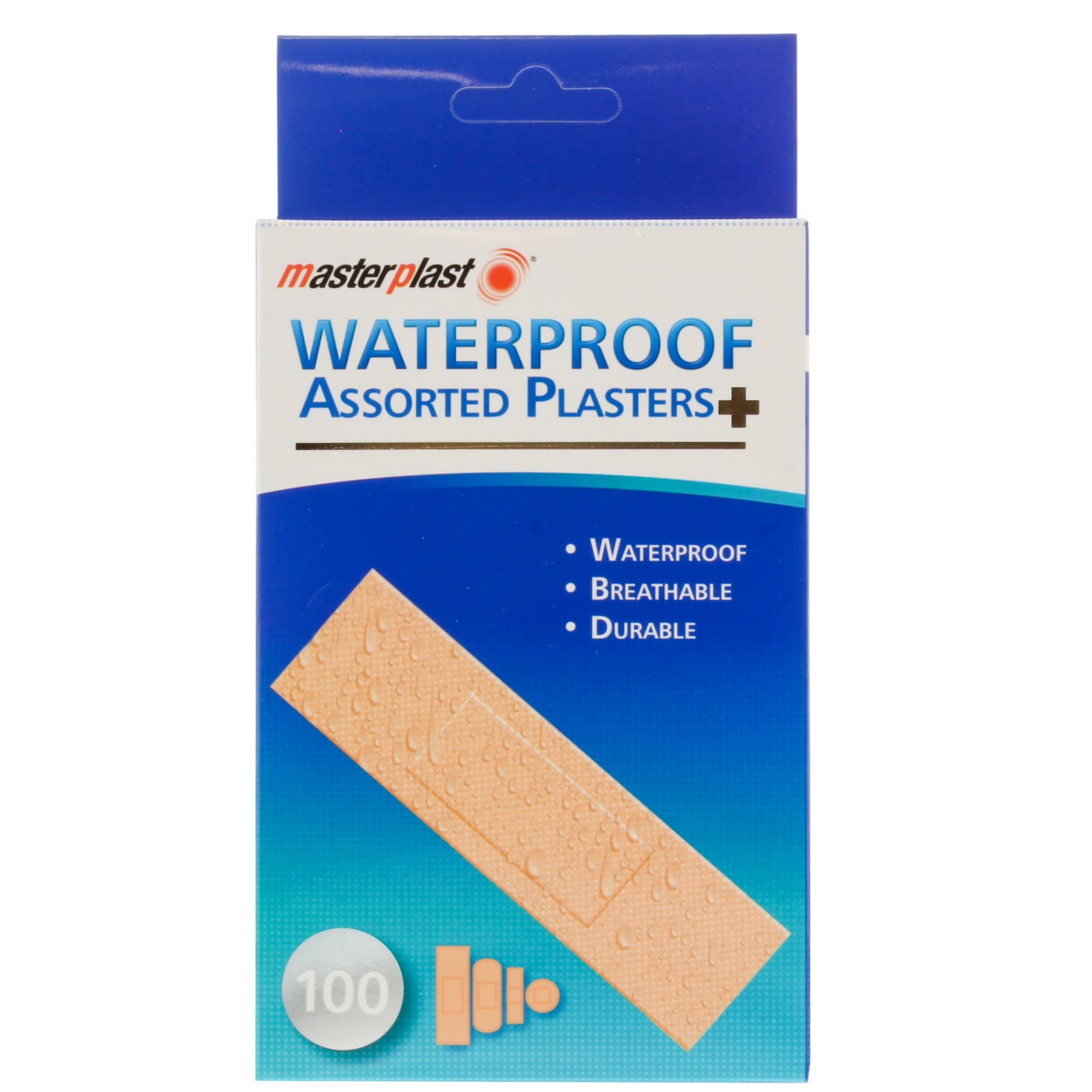 MASTERPLAST WATERPROOF PLASTERS ASSORTED 100 PACK