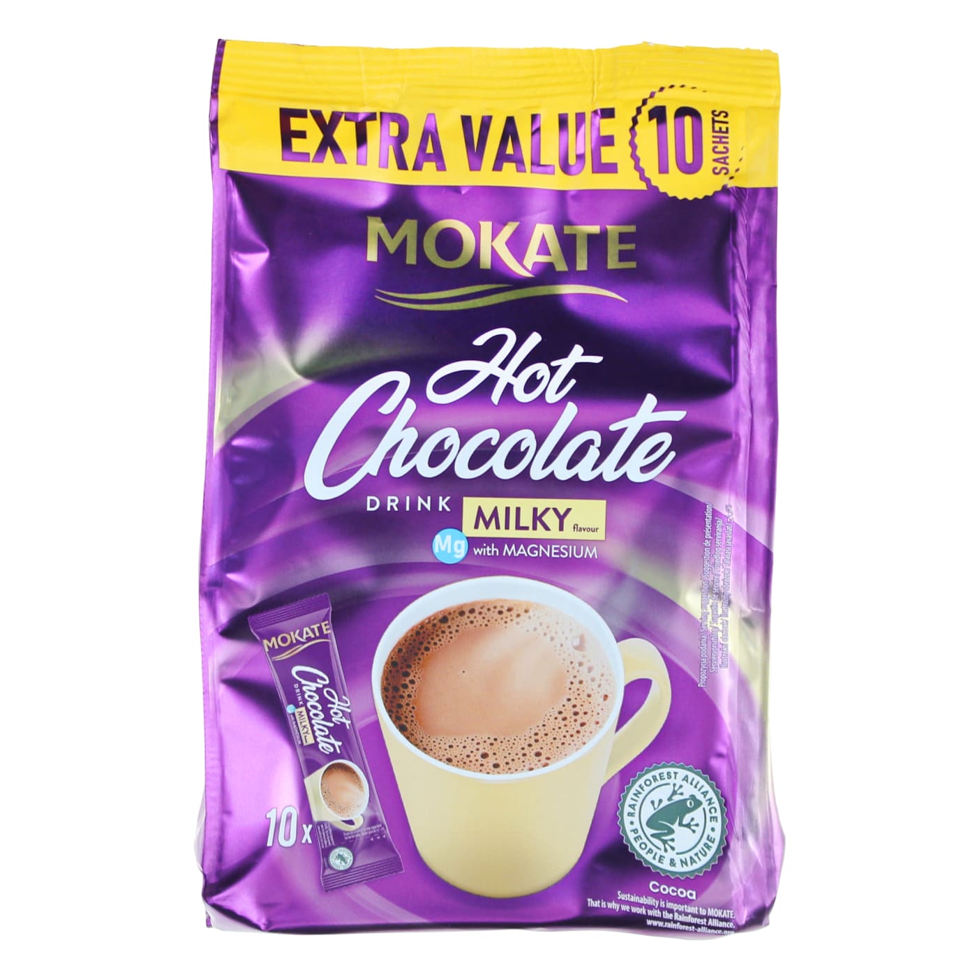 MOKATE 10X18G HOT CHOCOLATE SACHETS MILKY