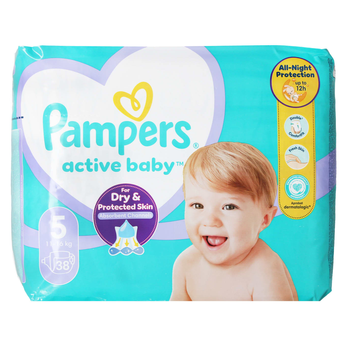 PAMPERS ACTIVE BABY NAPPIES SIZE 5 38'S