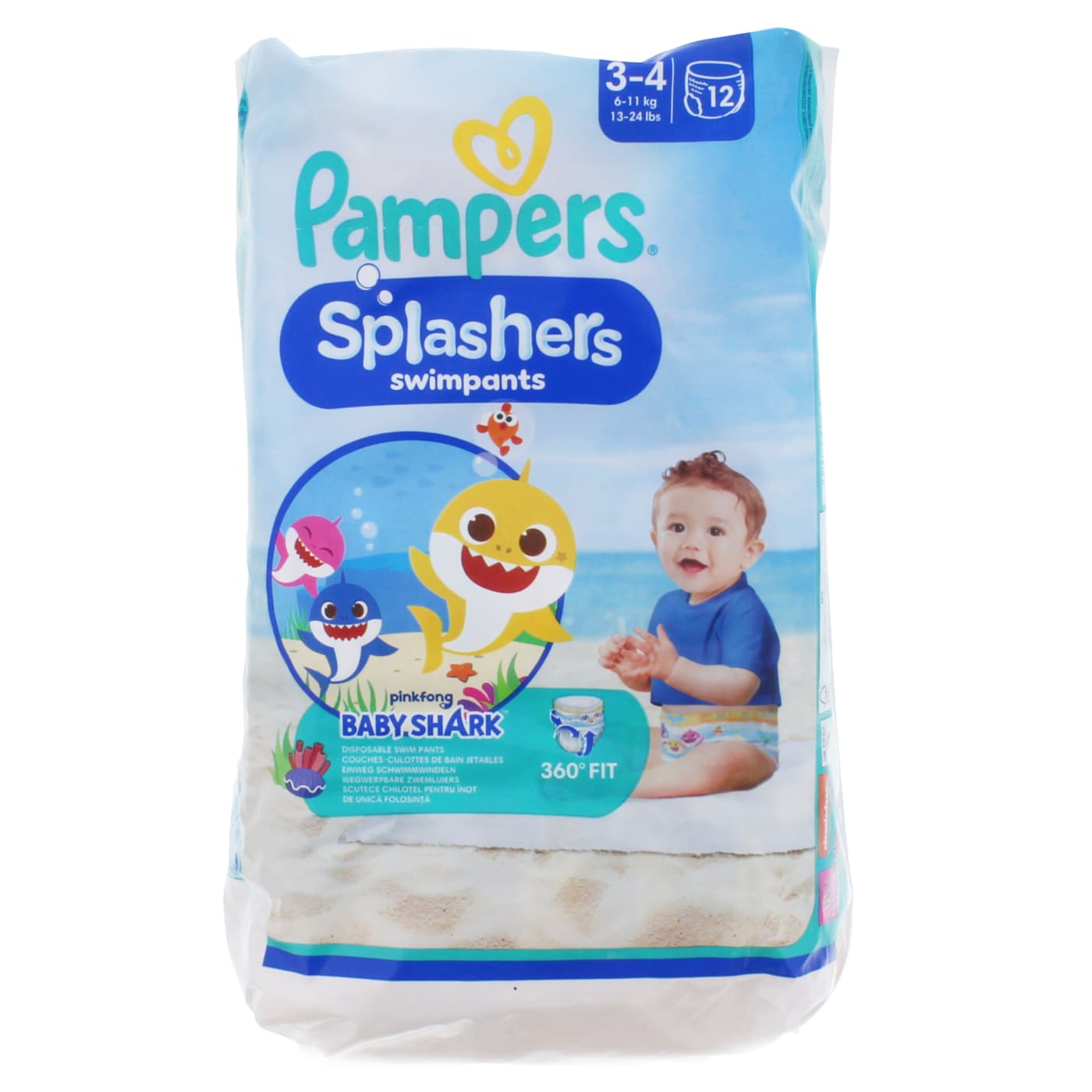 PAMPERS SPLASHERS DISPOSABLE SWIM NAPPIES SIZE 3-4 12'S