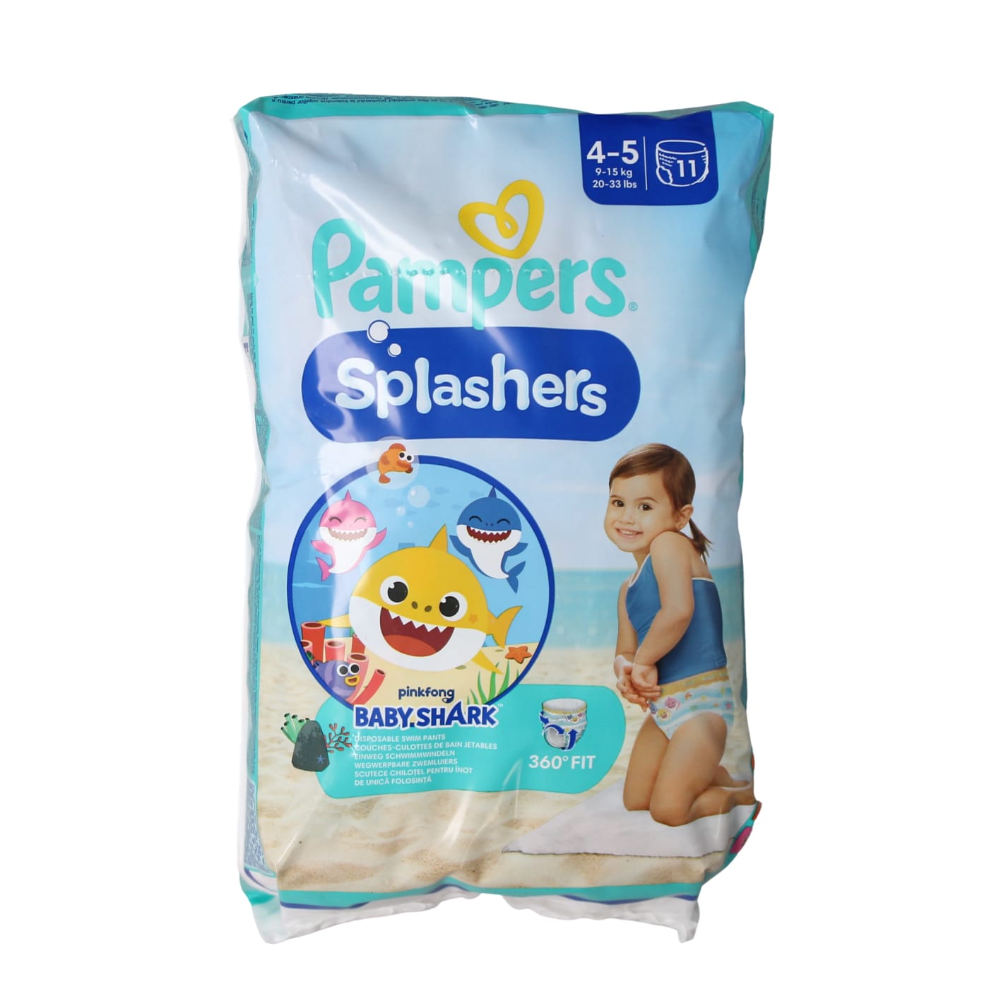 PAMPERS SPLASHERS DISPOSABLE SWIM NAPPIES SIZE 4-5 11'S