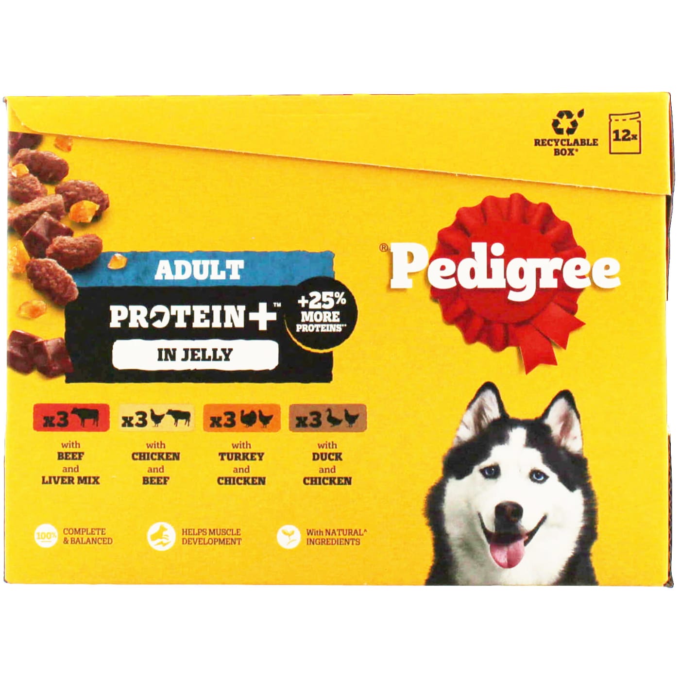 PEDIGREE PROTEIN+ 12X85G DOG POUCHES MIXED SELECTION IN JELLY