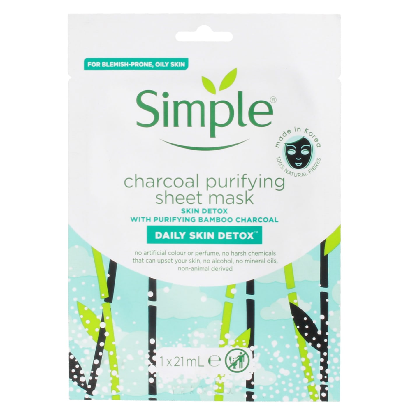 SIMPLE PURIFYING SHEET MASK CHARCOAL 21ML