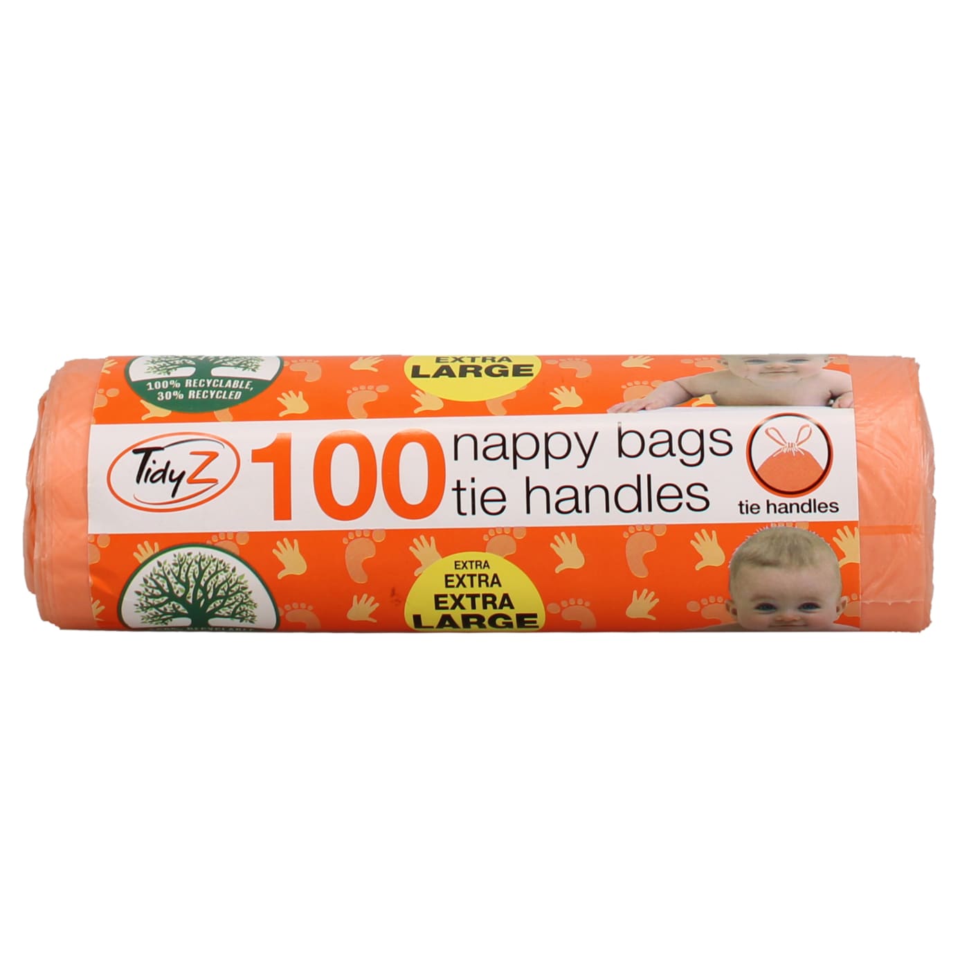 TIDYZ NAPPY BAGS TIE HANDLE 100'S