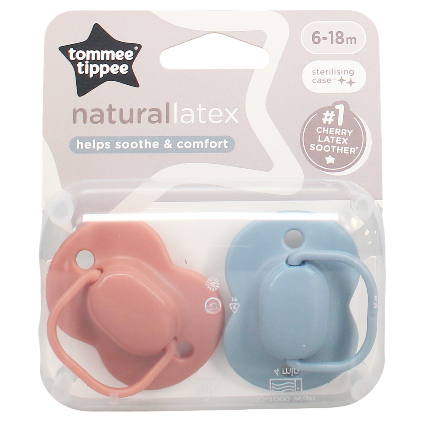 TOMMEE TIPPEE CHERRY LATEX SOOTHER 6-18 MONTHS 2 PACK