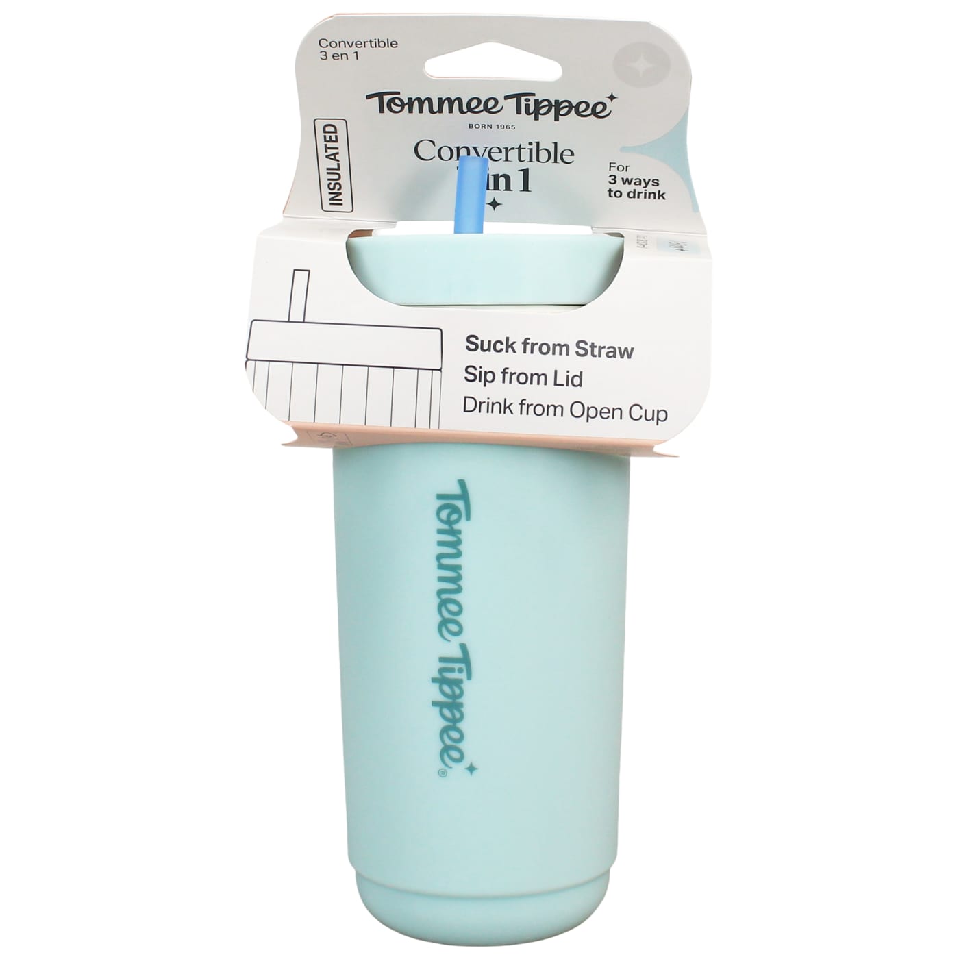 TOMMEE TIPPEE INSULATED 3-IN-1 CONVERTIBLE CUP GREEN 296ML