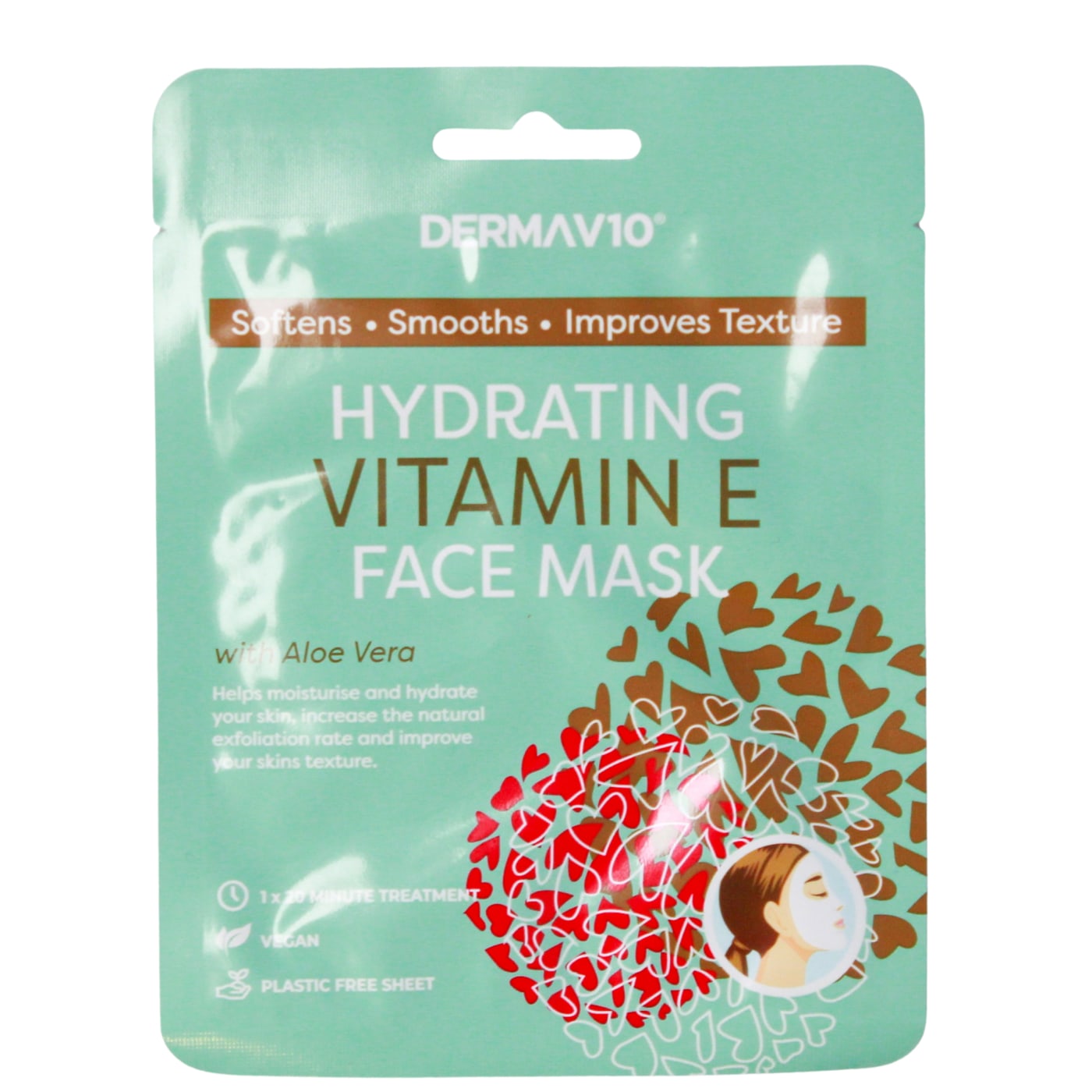 DERMA V10 HYDRATING FACE MASK VITAMIN E WITH ALOE VERA