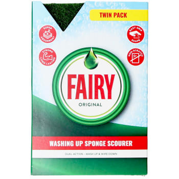 FAIRY ORIGINAL NON SCRATCH DUAL SPONGE SCOURER GREEN 2 PACK
