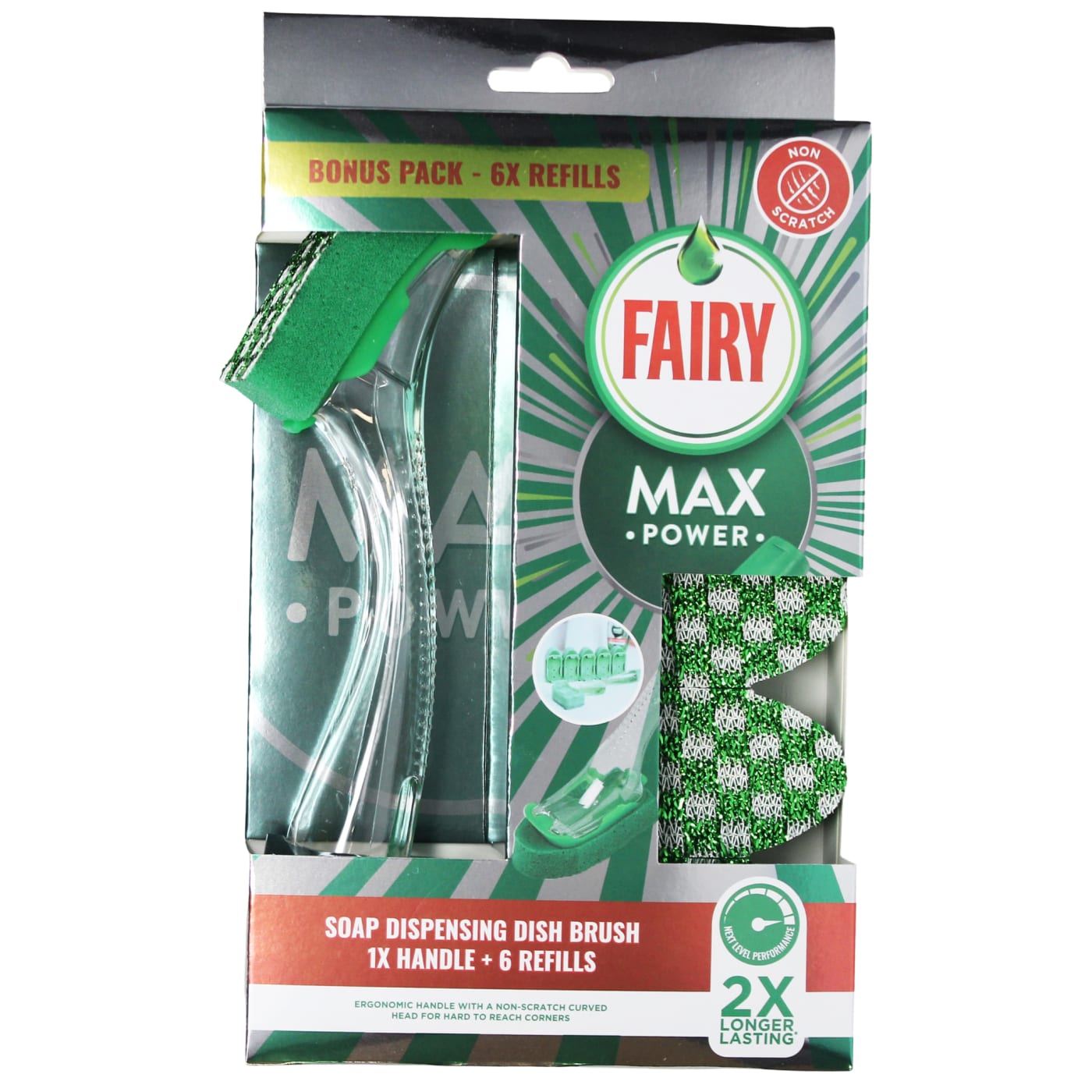 FAIRY MAX POWER SOAP DISPENSING DISH BRUSH & REFILLS 6 PACK
