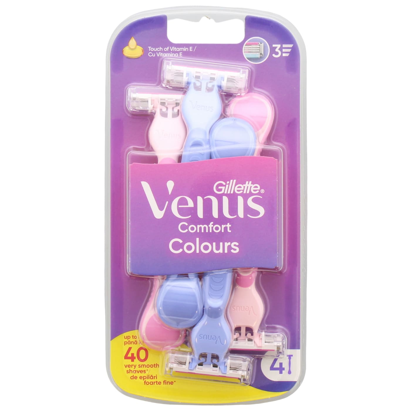 GILLETTE VENUS 3 COLOR DISPOSABLE RAZORS 4'S