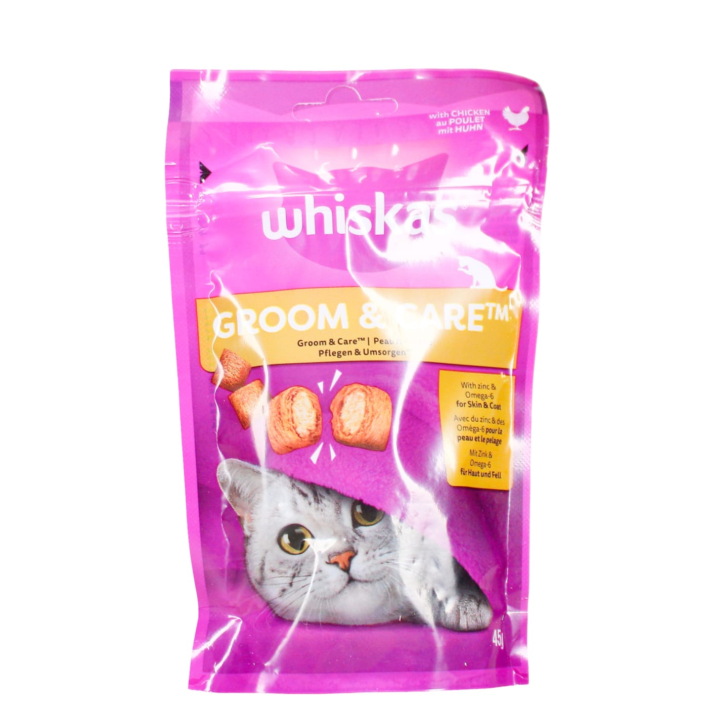 WHISKAS GROOM & CARE 45G CAT TREATS WITH CHICKEN